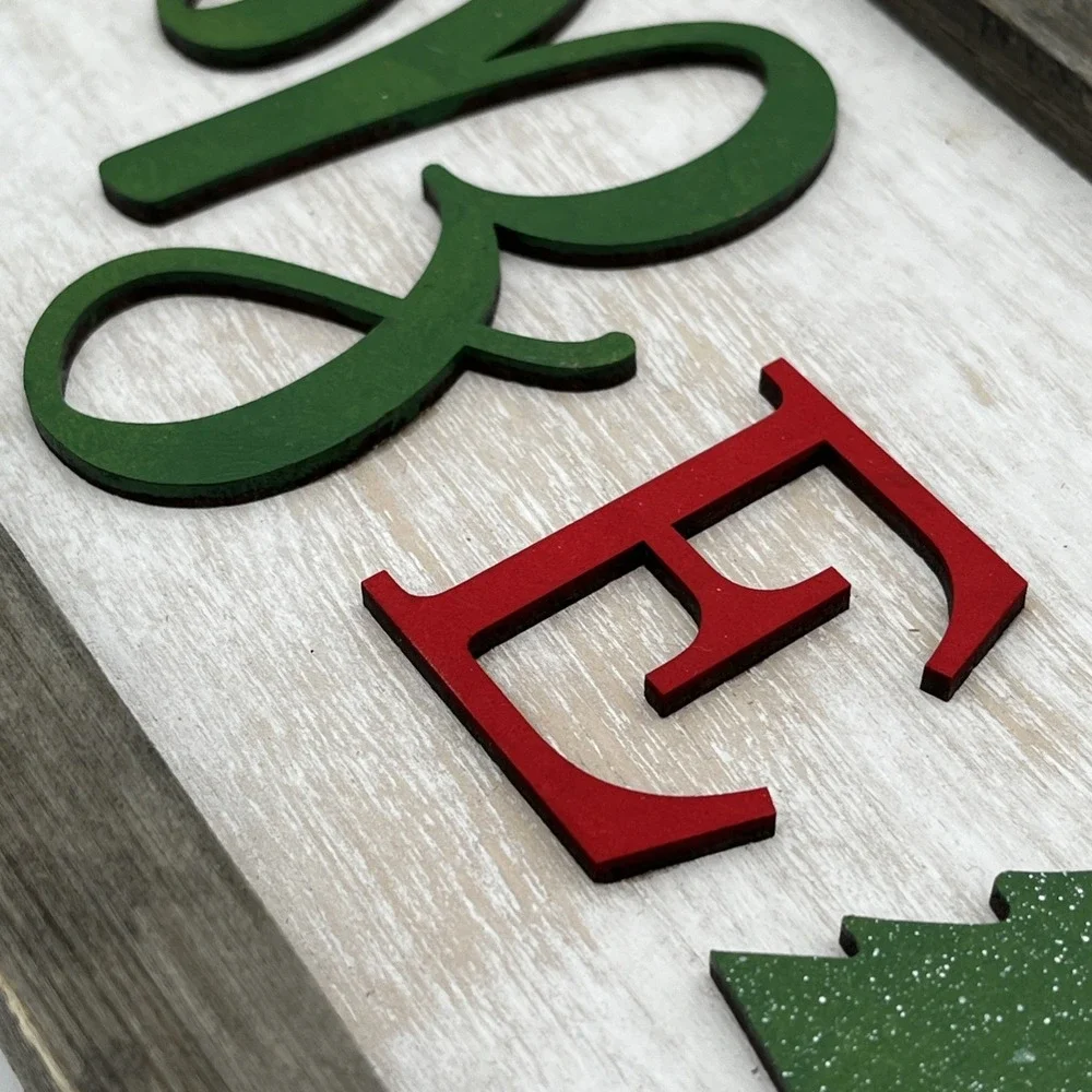 Rustic Wooden Christmas Believe Sign Farmhouse Holiday Wall Decor 15